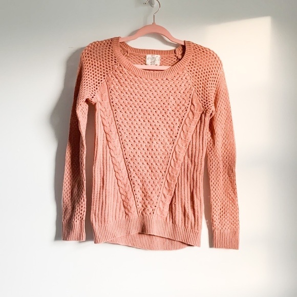 Hippie Rose Sweater Boho Open Knit Dusty Rose - Picture 1 of 9